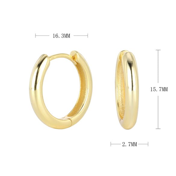 Wholesale S925 Sterling Silver Geometric Round Hoop Earrings Electroplated Unisex Vintage