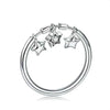 Wholesale S925 Sterling Silver Geometric Round Ring With Love Stars Design Retro Style Electroplated