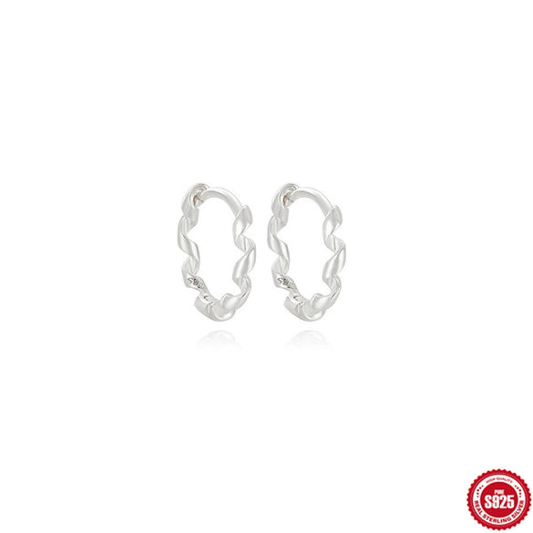 Wholesale S925 Sterling Silver Geometric Round Twisted Lines Ear Buckle Ear Stud Jewelry With Electroplating