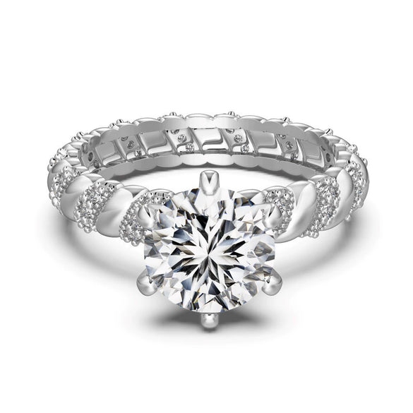 Wholesale S925 Sterling Silver Geometric Round Zircon Electroplated Ring For Women