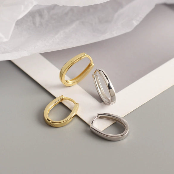 Wholesale S925 Sterling Silver Geometric Shape Earring With Ear Buckle Design And Electroplating