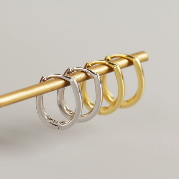 Wholesale S925 Sterling Silver Geometric Shape Earring With Ear Buckle Design And Electroplating