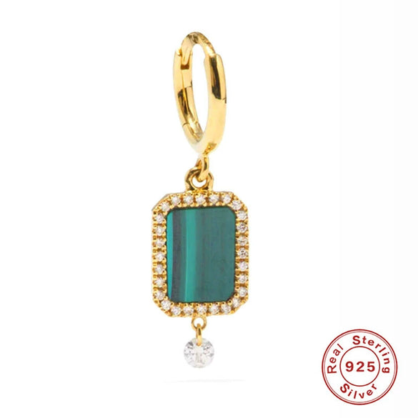 Wholesale S925 Sterling Silver Geometric Shell Pearl Malachite Dagger Earrings With Electroplating For Women