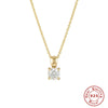Wholesale S925 Sterling Silver Geometric Simple Daily Matching Birthday Stone Diamond Pendant Necklace With Electroplating For Women