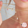 Wholesale S925 Sterling Silver Geometric Simple Daily Matching Birthday Stone Diamond Pendant Necklace With Electroplating For Women