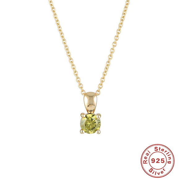 Wholesale S925 Sterling Silver Geometric Simple Daily Matching Birthday Stone Diamond Pendant Necklace With Electroplating For Women