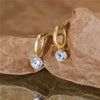 Wholesale S925 Sterling Silver Geometric Simple Single Diamond Electroplated Women's Earrings