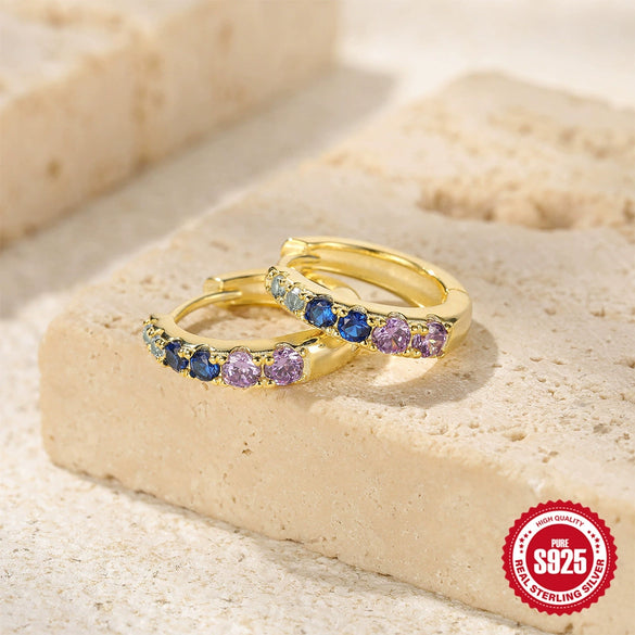 Wholesale S925 Sterling Silver Geometric Simple Style Diamond Embedded Electroplated Women's Earrings