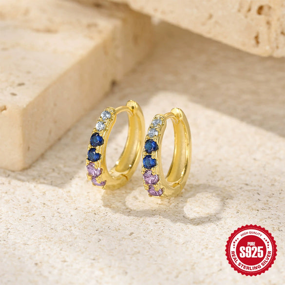 Wholesale S925 Sterling Silver Geometric Simple Style Diamond Embedded Electroplated Women's Earrings