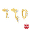Wholesale S925 Sterling Silver Geometric Single Row Diamond Water Drop Earrings For Women With Electroplating Treatment