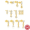 Wholesale S925 Sterling Silver Geometric Single Row Round Bead Earrings With Electroplating For Women