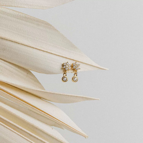 Wholesale S925 Sterling Silver Geometric Small Flower Earrings For Women Electroplated