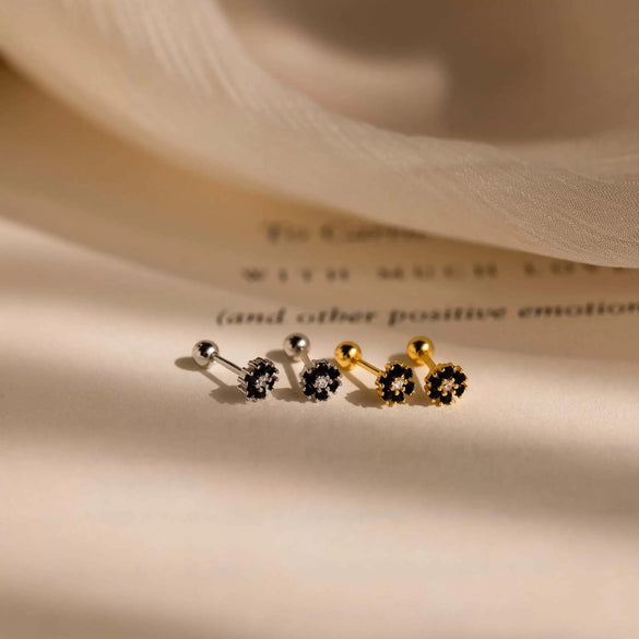 Wholesale S925 Sterling Silver Geometric Small Flower Screw Thread Women's Earrings With Electroplating