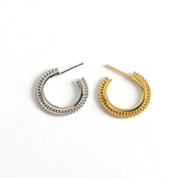 Wholesale S925 Sterling Silver Geometric Small Round Beads Electroplated Earrings