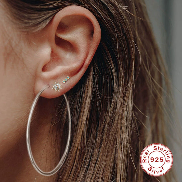 Wholesale S925 Sterling Silver Geometric Smooth Ladies Earrings