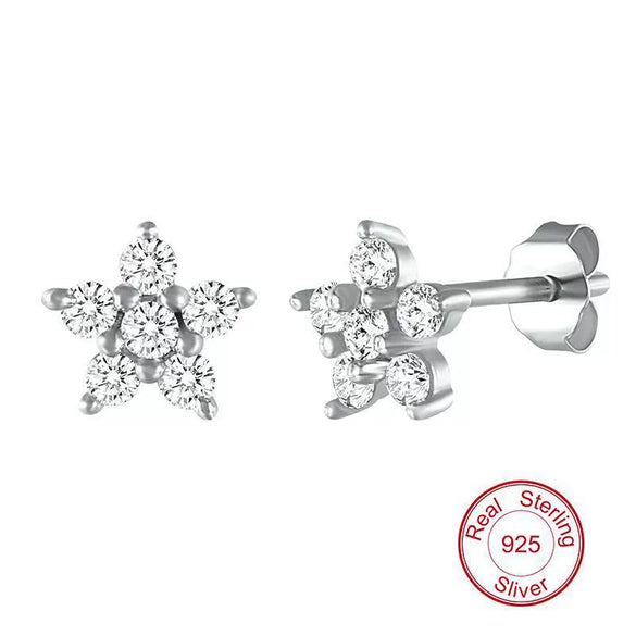 Wholesale S925 Sterling Silver Geometric Snowflake Earrings With Electroplating Simple Minimalist And Floral Style