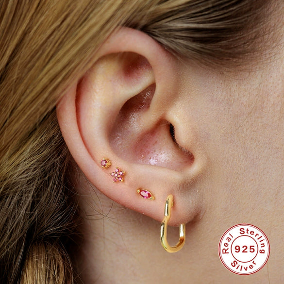Wholesale S925 Sterling Silver Geometric Snowflake Earrings With Electroplating Simple Minimalist And Floral Style
