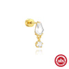 Wholesale S925 Sterling Silver Geometric Specialshaped Electroplated Noncolliding Zircon Thicksoled Flathead External Thread Piercing Earrings For Women