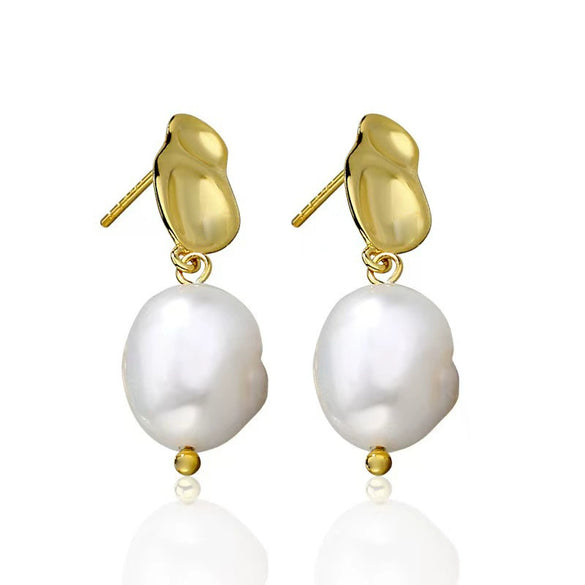 Wholesale S925 Sterling Silver Geometric Specialshaped Women's Earrings With Imitation Pearl Simple Style Accessories