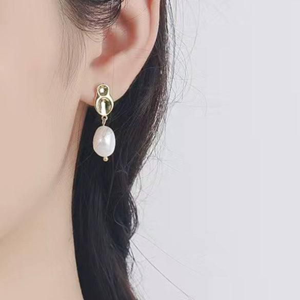 Wholesale S925 Sterling Silver Geometric Specialshaped Women's Earrings With Imitation Pearl Simple Style Accessories