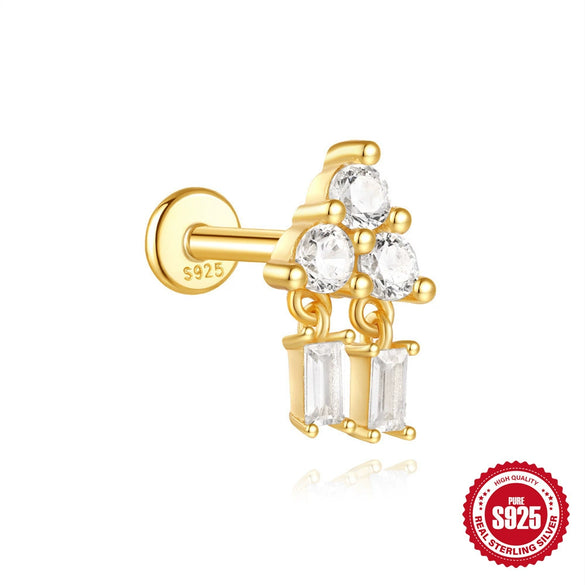 Wholesale S925 Sterling Silver Geometric Spiral Puncture Ear Nail With Exquisite Design And Environmentally Friendly Plating For Unisex
