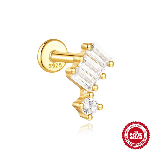 Wholesale S925 Sterling Silver Geometric Spiral Puncture Ear Nail With Exquisite Design And Environmentally Friendly Plating For Unisex