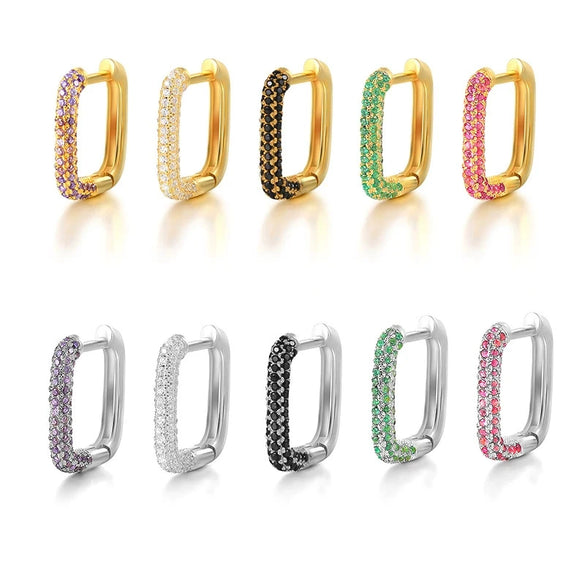 Wholesale S925 Sterling Silver Geometric Square Earring With Ear Buckle And Diamond Fashion Simple Advanced Design Sense For Women