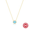 Wholesale S925 Sterling Silver Geometric Square Necklace With Turquoise For Women Electroplated Ochain Neck Jewelry