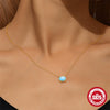 Wholesale S925 Sterling Silver Geometric Square Necklace With Turquoise For Women Electroplated Ochain Neck Jewelry
