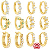 Wholesale S925 Sterling Silver Geometric Square Zircon Retro Earrings With Circle Small Ear Ring And Niche Ear Buckle For Women Electroplated