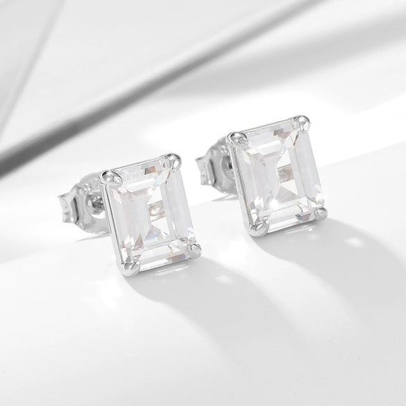 Wholesale S925 Sterling Silver Geometric Square Zircon Stud Earrings For Women