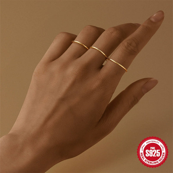 Wholesale S925 Sterling Silver Geometric Stacking Lock Food Ring With Electroplating And Real Gold Plating