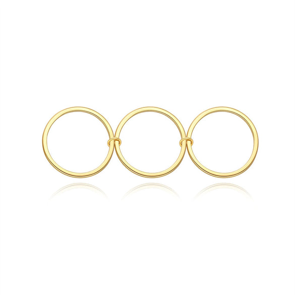 Wholesale S925 Sterling Silver Geometric Stacking Lock Food Ring With Electroplating And Real Gold Plating