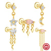Wholesale S925 Sterling Silver Geometric Star Aobao Tassel Exquisite Stacked Joker Puncture Burst Earrings Set With Gems