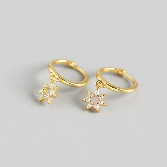 Wholesale S925 Sterling Silver Geometric Star Diamond Minimalist Electroplated Earrings