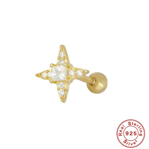 Wholesale S925 Sterling Silver Geometric Star Ear Nails For Women With Electroplating Ear Accessories