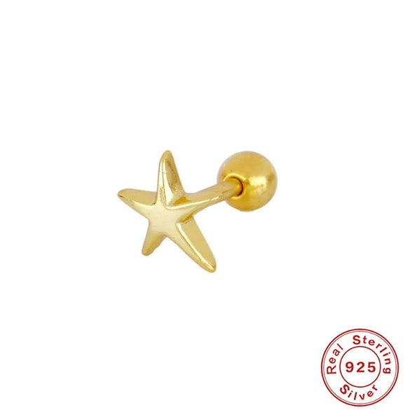Wholesale S925 Sterling Silver Geometric Star Ear Nails For Women With Electroplating Ear Accessories