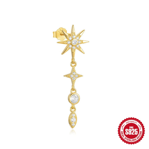 Wholesale S925 Sterling Silver Geometric Star Earrings With Moissanite And Zircon Inlay For Women