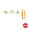 Wholesale S925 Sterling Silver Geometric Star Inlaid Pendant Earrings For Women Electroplated Minimalist Style
