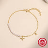 Wholesale S925 Sterling Silver Geometric Star Light Luxury Diamond Pearl Elegant Women's Bracelet With Electroplating And Real Gold Plating