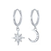 Wholesale S925 Sterling Silver Geometric Star Moon Asymmetric Earrings With Inlaid Zircon And Creative Ear Buckle Unisex Fashion Jewelry
