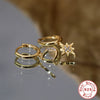 Wholesale S925 Sterling Silver Geometric Star Moon Asymmetric Earrings With Inlaid Zircon And Creative Ear Buckle Unisex Fashion Jewelry
