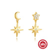 Wholesale S925 Sterling Silver Geometric Star Moon Diamond Electroplated Women's Earrings