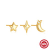 Wholesale S925 Sterling Silver Geometric Star Moon Sun Earrings With Electroplating And Pearl Minimalist Style