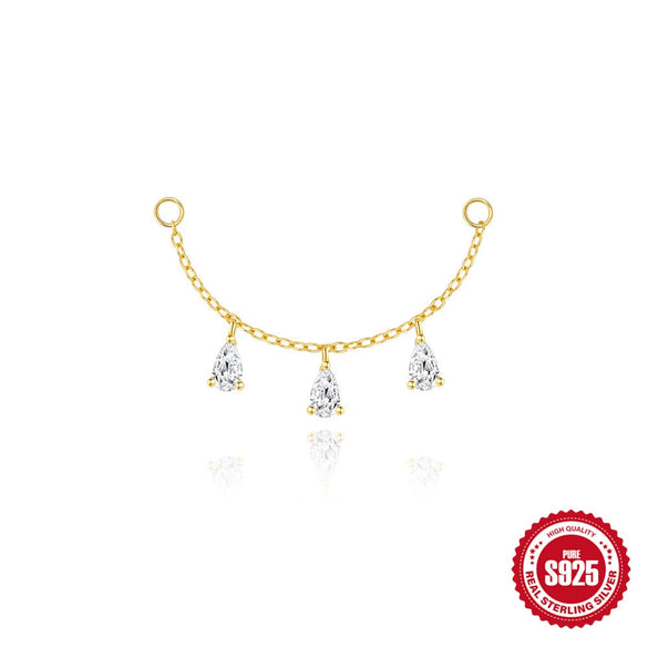 Wholesale S925 Sterling Silver Geometric Star Moon Tooth Water Drop Chain Accessories For Women With Geometric Pattern Earrings And Chain