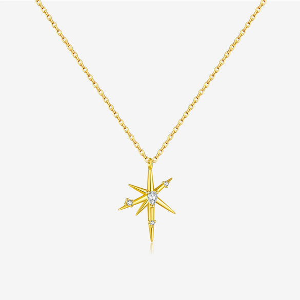 Wholesale S925 Sterling Silver Geometric Star Necklace For Women Light Luxury Design Electroplated