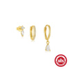 Wholesale S925 Sterling Silver Geometric Star Opal Earrings With Electroplating For Women