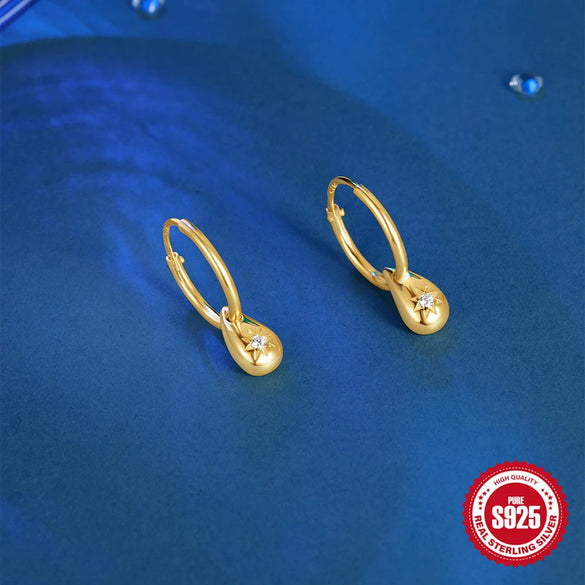 Wholesale S925 Sterling Silver Geometric Star Pendant Earrings With Electroplating For Women Simple Cold Style