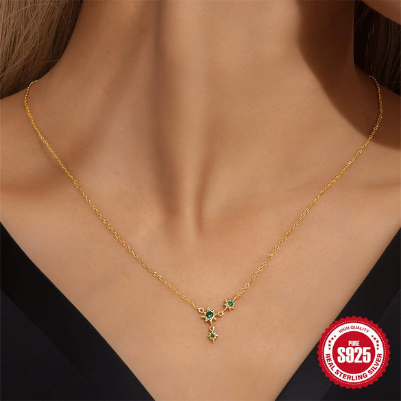 Wholesale S925 Sterling Silver Geometric Star Pendant Ochain Clavicle Necklace With Electroplating For Women Classic And Minimalist Style