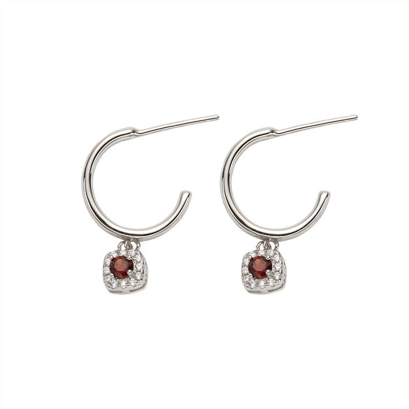 Wholesale S925 Sterling Silver Geometric Star Shape Natural Color Gem Set Earrings Light Luxury Nonfading Jewelry